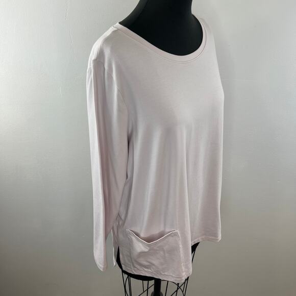 EILEEN FISHER Light Pink Long Sleeve Cotton Blend Stretch Top w/ Pockets Size XL - Picture 6 of 9